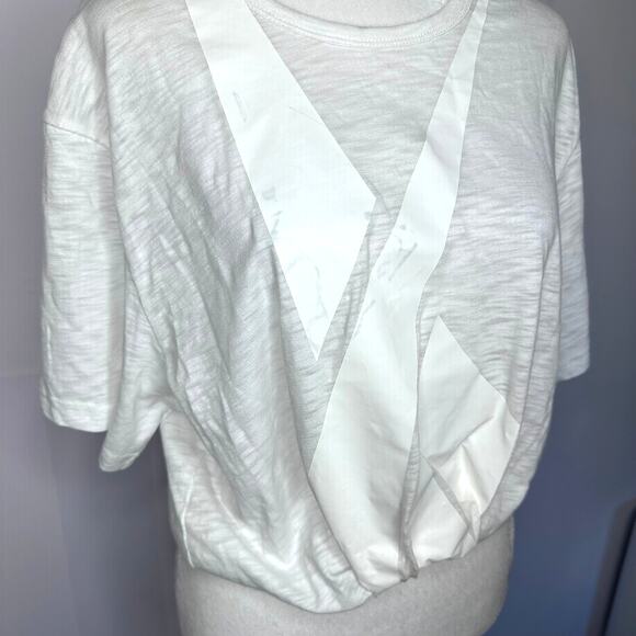 KITH White Graphic Cropped Roll Hem Crewneck T-Shirt Medium - Picture 3 of 8